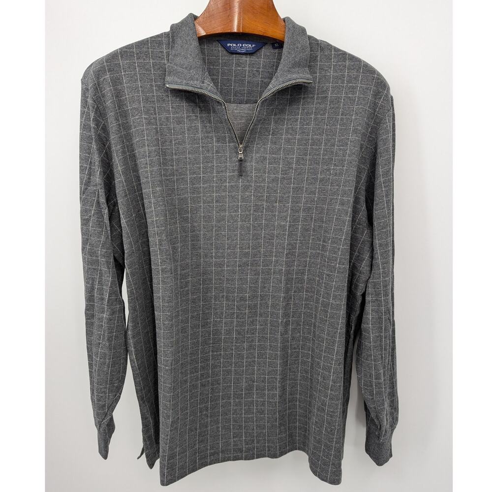 Polo Golf Ralph Lauren XL Gray Alpaca Pima Cotton Quarter Zip Preppy Sweater